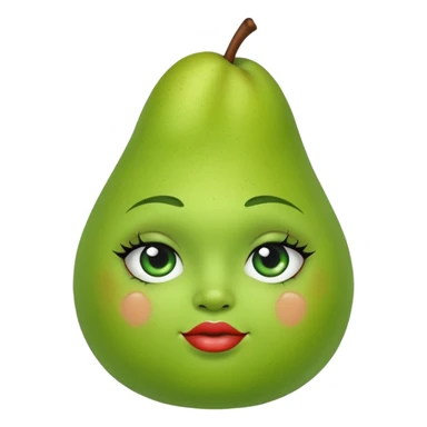Green pear with face and makeup and face piercings sticker