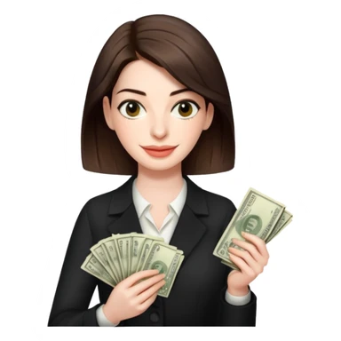 Anne Hathaway holding money sticker
