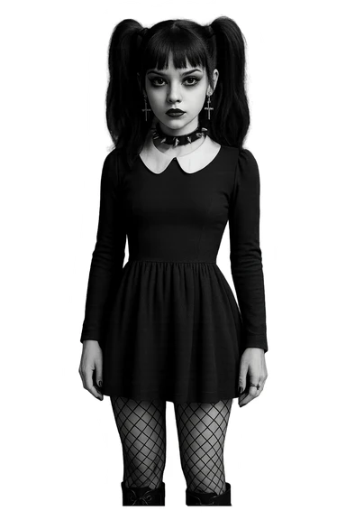 goth black white  3d  , remove background  sticker