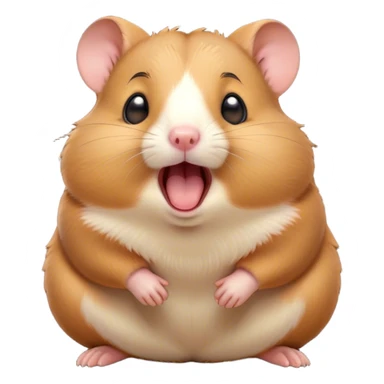 Cinematic Cute Yawning Brown Hamster Portrait Emoji, Head tilted slightly with a dramatic, wide-open yawn, showcasing a smooth, rich brown fur with tiny droopy ears, round dark eyes barely open in drowsy contentment, Simplified yet irresistibly adorable features, highly detailed, glowing with a soft, cozy glow, high shine, relaxed yet expressive, stylized with a touch of whimsy, bright and endearing, soft glowing outline, capturing the essence of a sleepy yet affectionate hamster, so drowsy it feels like it could stretch out of the screen and curl up for a nap! sticker