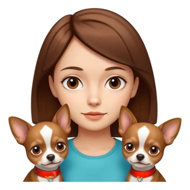 girl with mid-short brown hair and 2 chihuahuas sticker