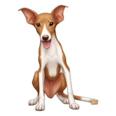 brown podenco eating sticker