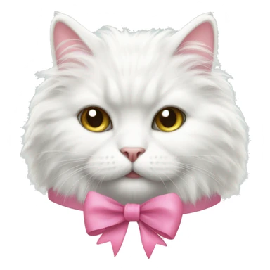 white fluffy cat with pink bow sticker