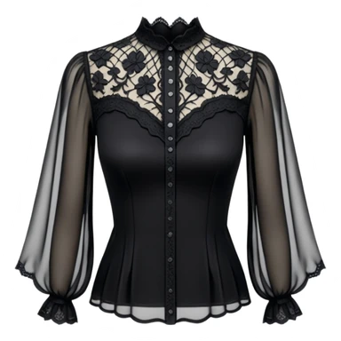 Realistic womens gothic sheer blouse, detailed lace
 sticker