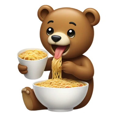 smiling bear eating ramen sticker