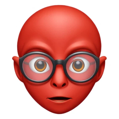 red alien with glasses sticker