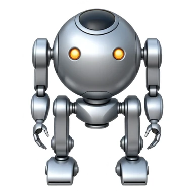 completely symmetrical 4 legged robot. center sphere with leg extending from each corner sticker