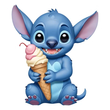 Stitch from lilo and stitch holding ice cream sticker