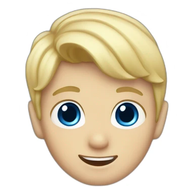 Blonde boy with medium shorhair, blue eyes, waving hi to the camera sticker