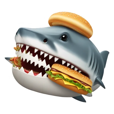 Shark eating a hamburger sticker