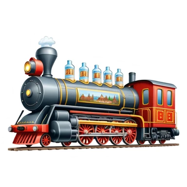 A locomotive train with vodka bottles and Russian elements from Moscow sticker