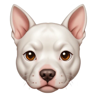 White pitbull with big pointed ears and brown spot on eye sticker
