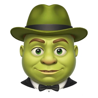 Shrek wearing a monocle and mafia hat sticker