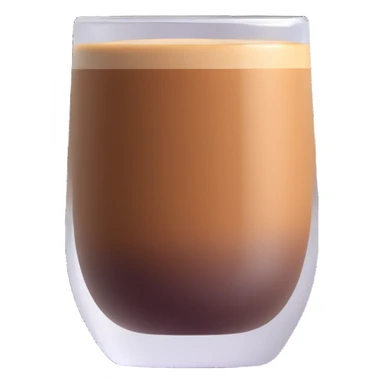 Small Gibraltar glass with cortado espresso, light brown color on top (NOT WHITE), deepening to darker brown at bottom, smooth surface, no froth or swirl sticker