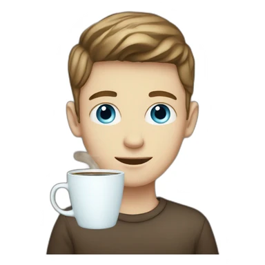 white boy blue eyed boy with a cup of Coffee sticker