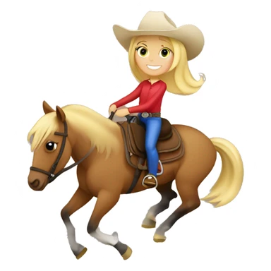 Blonde haired girl barrel racing on her light brown horse  sticker