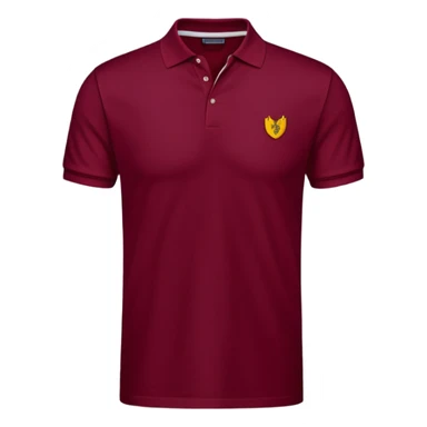 wine red cotton polo shirt with V-neck, no background, only the clothing item sticker
