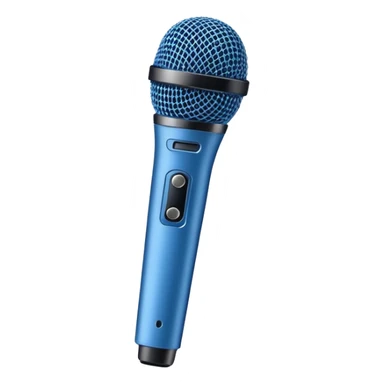 A blue microphone with no details or buttons. Minimalist design, focusing on the simple, clean shape of the microphoneils sticker
