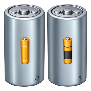 Two dead batteries stacked on top of each other, depleted, empty power sticker