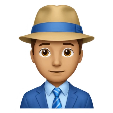 Blue neck tie with hat man sticker