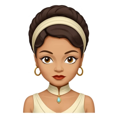 Eartha Kitt with dark brown hair, ivory outfit sticker