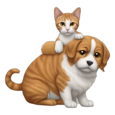 cat on the back of a dog sticker