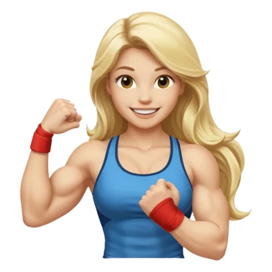 blonde long hair young women show biceps emoji sticker