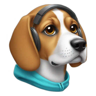 beagle with hoddie and headphones sticker