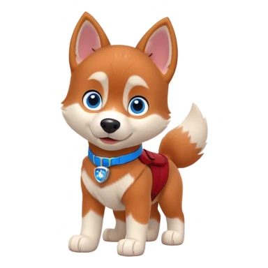 cute, disney red siberian husky with blue eyes; paw patrol style sticker