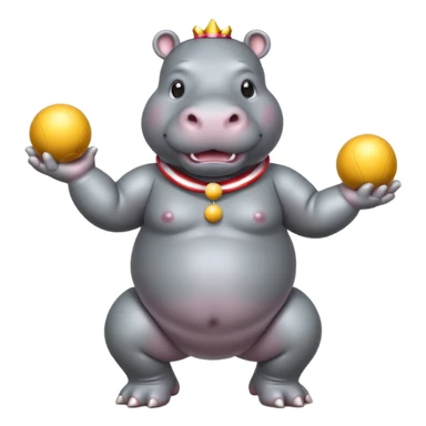 a Circus cute hippo juggling two metal ball sticker