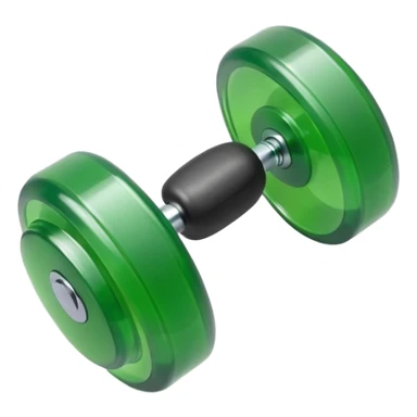 A simple emoji-style icon of a transparent green plastic gym dumbell logo, folder envelope, slightly open, with clean edges, soft shine, and subtle shading, conveying fitness organization and active lifestyle. sticker