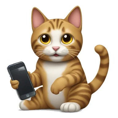 Cat holding phone sticker