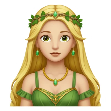 Ceres, Harvest Goddess from Rome Mythology with long golden blonde hair, green and yellow outfit, sticker