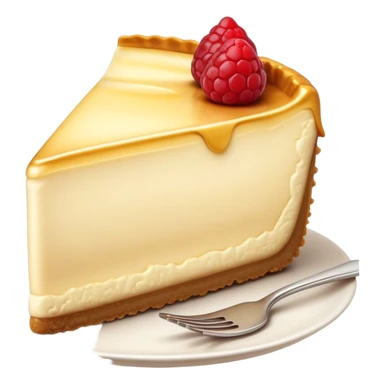 Cinematic Realistic Sernik Dessert Emoji, showcasing a rich, creamy cheesecake with a golden crust rendered with delicate textures and inviting, soft lighting. sticker