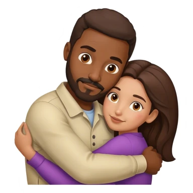 Black man with facial hair hug small pretty brunette from behind sticker