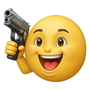 Laughing emoji with gun facing it  sticker