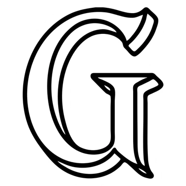 stylized icon of the letter G using LifeCraft Font characteristics, subtle 3D effect sticker