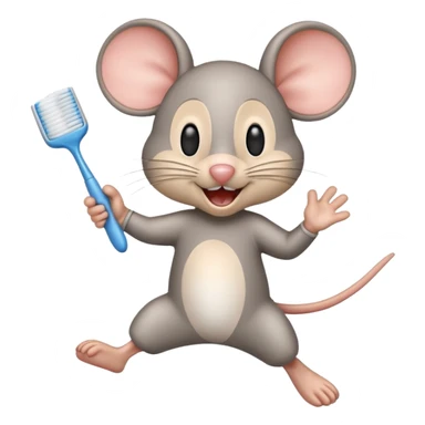 Creat an emoji for jerry jumping and holding toothbrush sticker