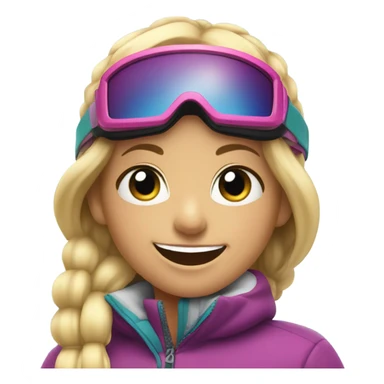 Blonde smiley girl skiing emoji  sticker