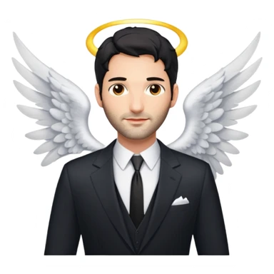 Lucifer (Tom Ellis) sous sa forme angélique, avec ses grandes ailes blanches et son costume comme dans la série. sticker