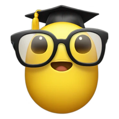yellow-emoji-head-with-glasses-and-with-mortarboard-on-its-head sticker