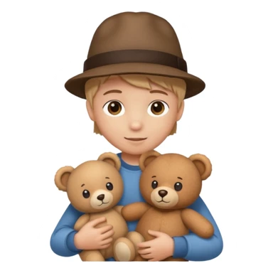 kid wearing hat with teddy bear  sticker