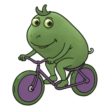 Person riding a eggplant bike sticker