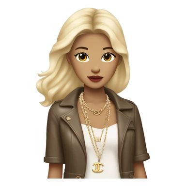 Blonde Chanel Asian Girl with Birkin bag and Chanel necklace sticker