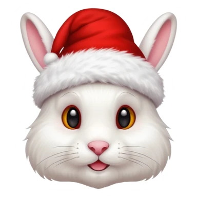 white rabbit with ears in a christmas hat sticker