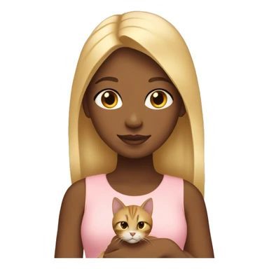 A brown girl with blonde hair holding a cat  sticker