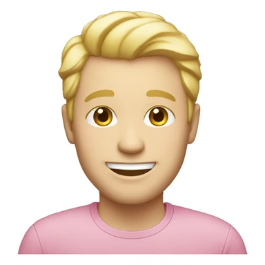 blonde, smiling man, pink shirt, pale skin sticker