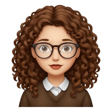 Rapariga, com óculos, cabelo castanho, aos caracóis, comprido sticker