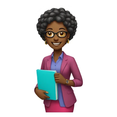 Smiling black woman middle-aged Bahian teacher with colorful clothes and accessories. sticker