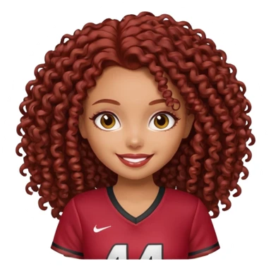 a pretty bratz dusky girl with dark red curly hair and a jersey on sticker